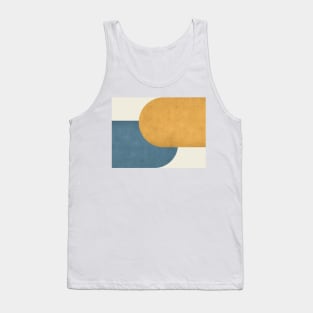 Half Circle Colorblock - Gold Blue and White Tank Top